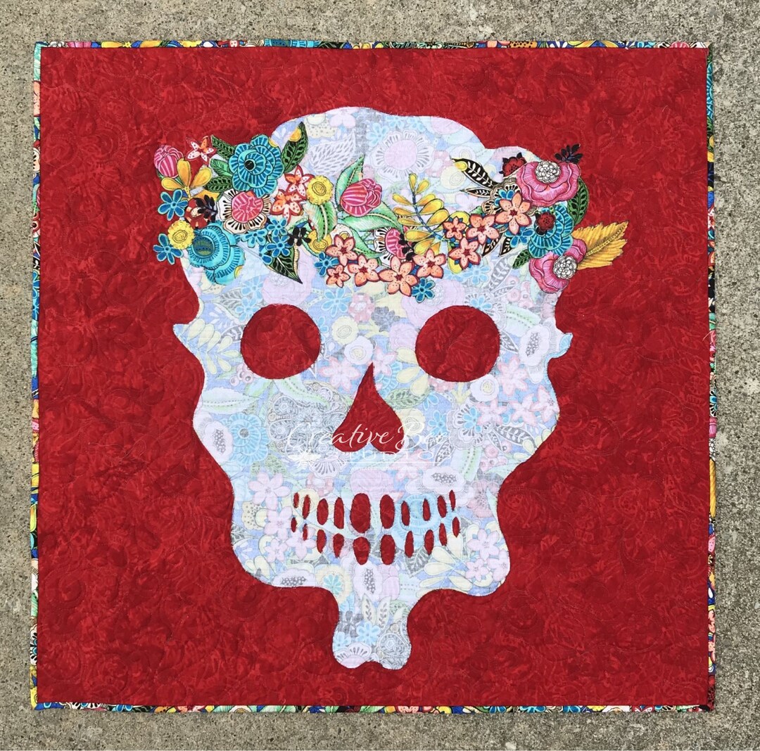 Sugar Skull Applique, Easy Applique Designs, Quilt Pattern, Sugar Skull