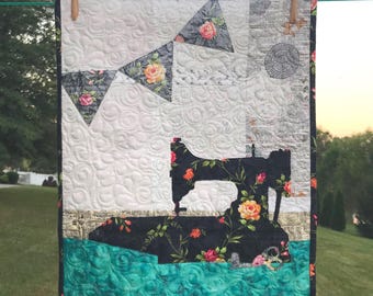 Patrón de colcha para máquina de coser Singer - Aplique termoadhesivo vintage Singer Featherweight 221