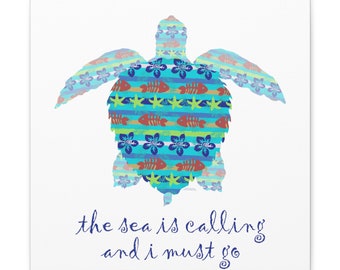 The Sea is Calling - Sandy the Sea Turtle Canvas Gallery Wrap - Sea Turtle Art