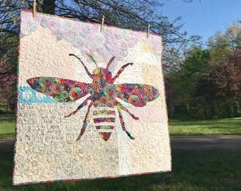 Bee Quilt Pattern: Phoebee Applique PDF Digital Download (36 x 36 Inches)