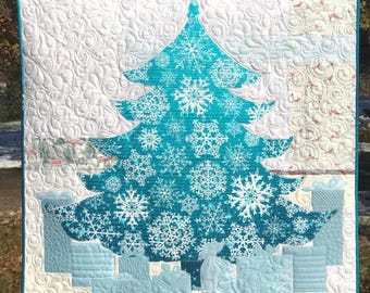 Modello per trapunta con applicazioni a forma di albero di Natale, utilizzare entrambi i lati.