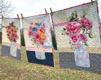 Mason Jar Bouquet PDF Quilt Pattern - Wall Hanging, Digital Download