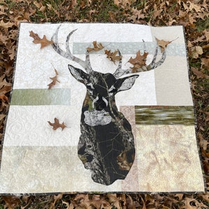 Deer Quilt Pattern, Deer Head Quilt Pattern, Quilt to Make for Hunter Dad Father's Day Deer Quilt, Applique, Quilt Pattern