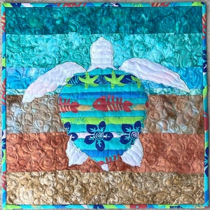 Sea Turtle Applique Pattern - Digital Download - SEAMORE, an adorable baby sea turtle, is an fun, easy quilt to make!