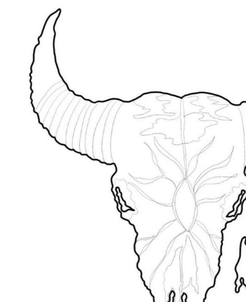 Partial image of the bison template drawing, including suggested quilting lines.