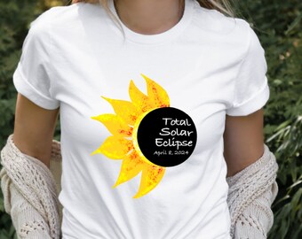 Total Solar Eclipse 2024 - Fiery Sunflower Sun T-Shirt