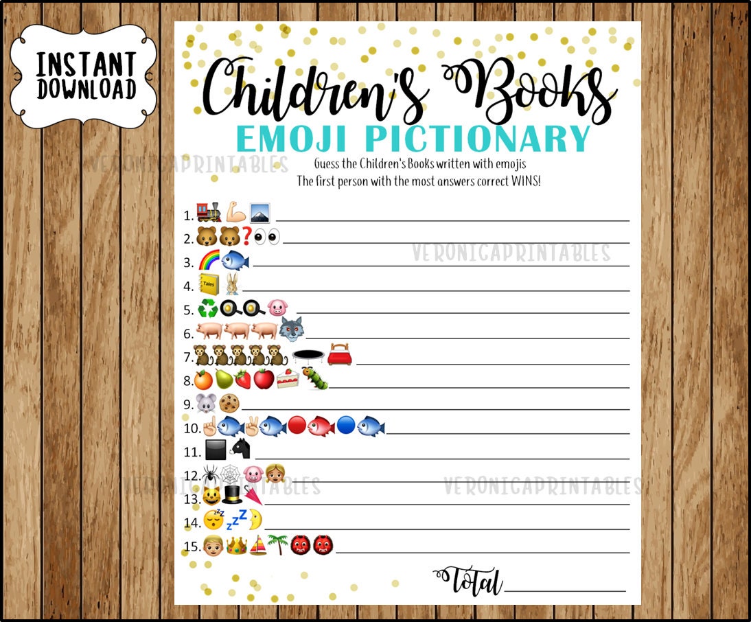 Children's Book Emoji Pictionary printable Teal baby Etsy