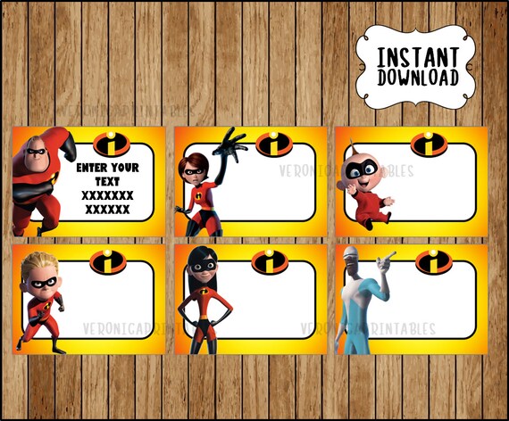 Incredibles 2 Printable Cards s Book Labels Stickers Etsy Incredibles 2 Printable Cards s Book Labels Stickers Etsy