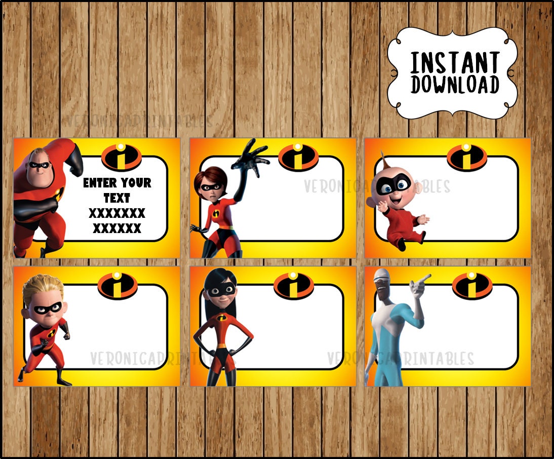 Incredibles 2 School Label ' Name Label ' Name Tag Sticker ' Back to ...
