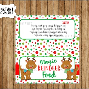 Magic Reindeer Food Christmas Treat Bag Topper Printable SOFORTIGER DOWNLOAD, nur digitale Datei