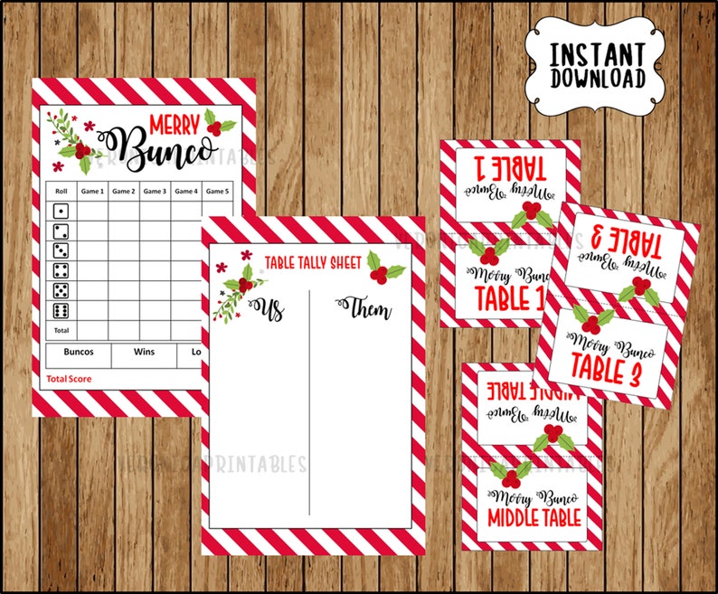 Printable Christmas Bunco Score Sheet Printable Bunco Set Etsy France