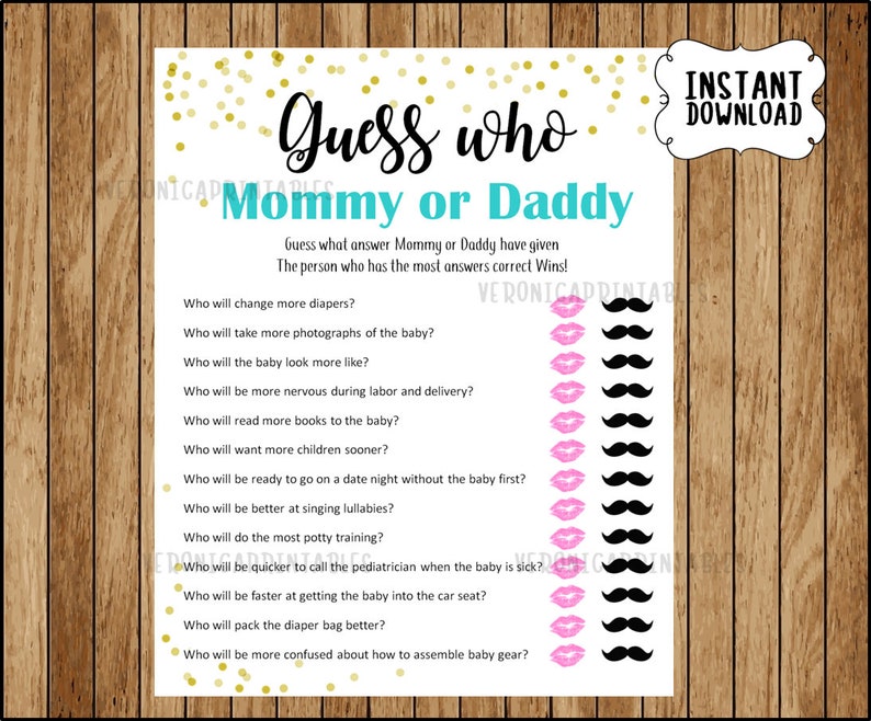 Guess Who Mommy Or Daddy Baby Shower Game Template Guessing Etsy Guess Who Mommy Or Daddy Baby Shower Game Template Guessing Etsy