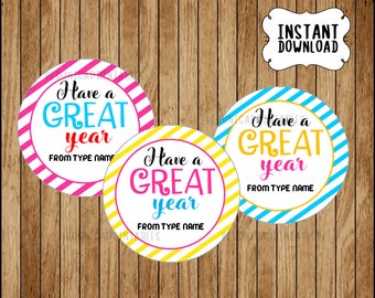 Have A Great School Year Tags, School printable tags, Printable instant download