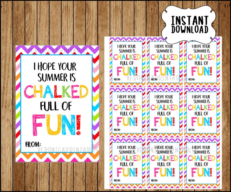 Hope Your Summer Is Chalked Full Of Fun Diy Printable Favor Etsy