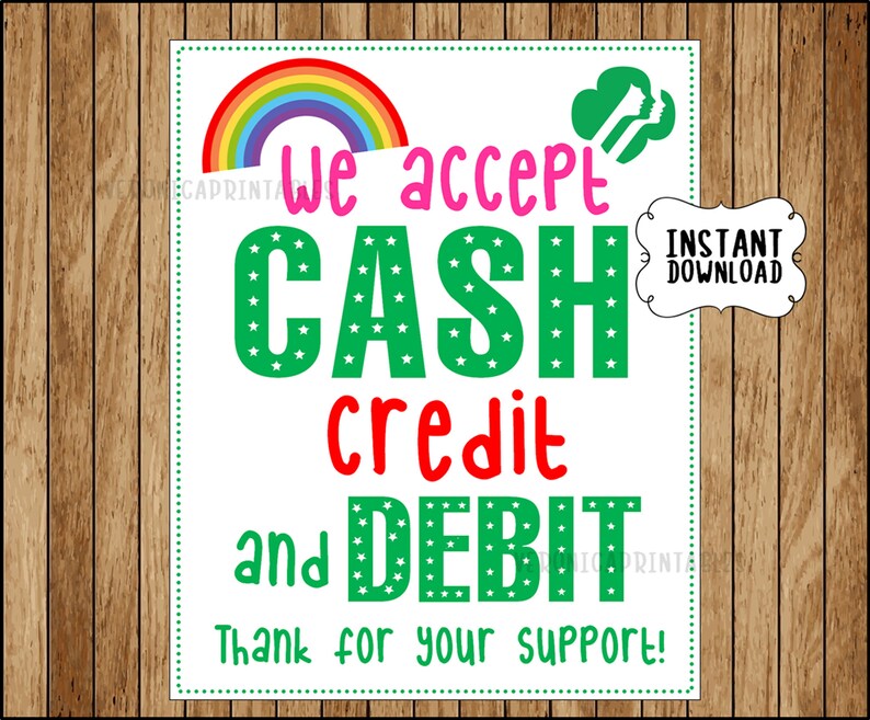 We Accept Cash Credit and Debit Cards Sign Cookie Booth | Etsy