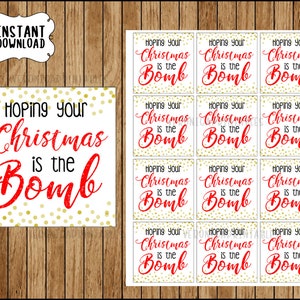 Bath Bomb Christmas Tags, Hoping Your Christmas Is The Bomb, Instant Digital Download