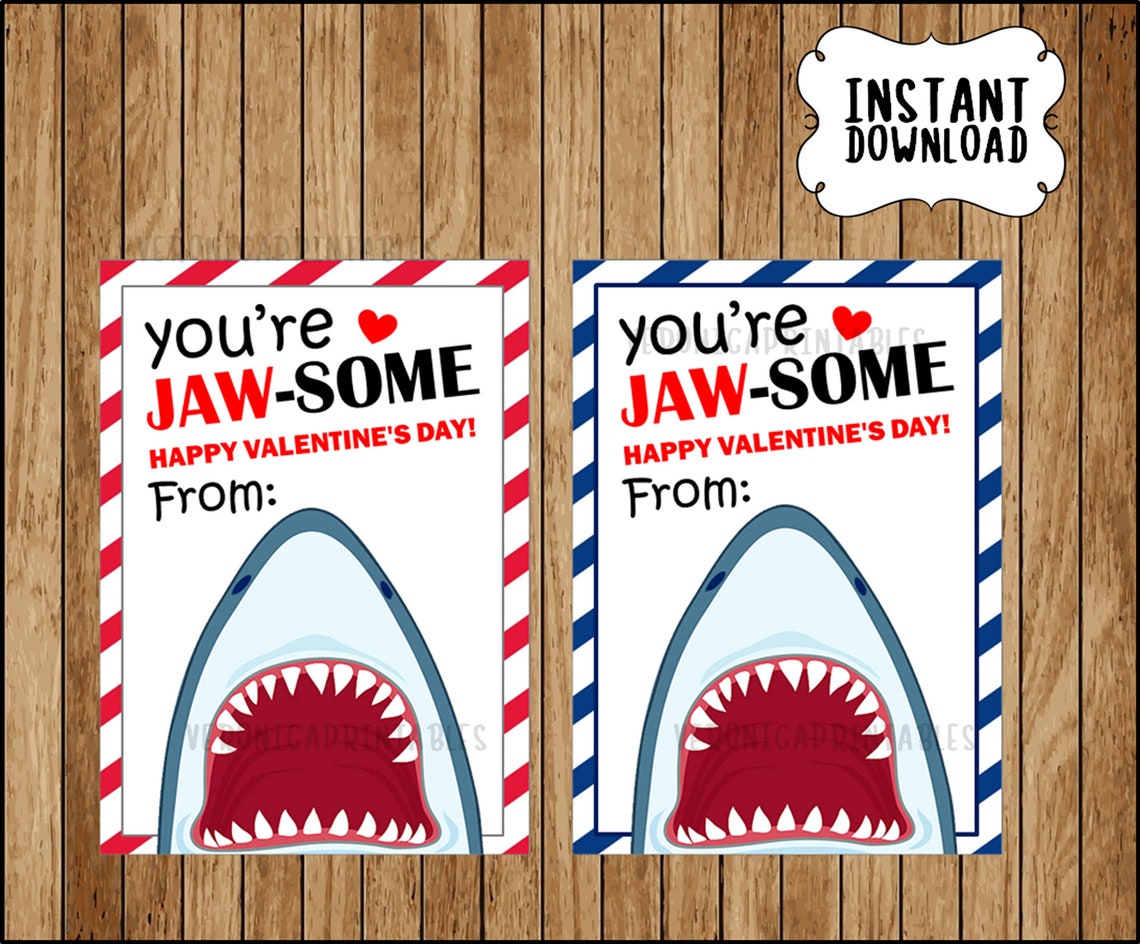 Shark Valentine Boys Valentine Valentine Card Printable | Etsy