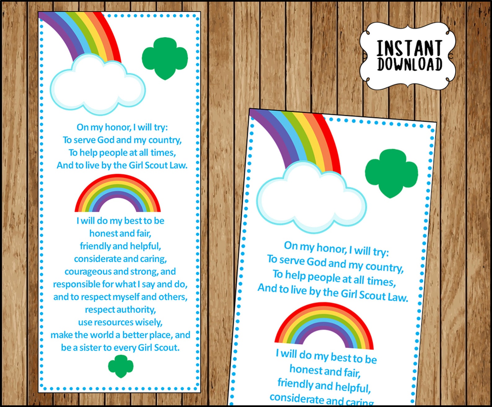 Girl Scout Promise Printable Scout Bookmark Scout Promise Etsy