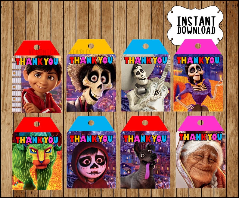 Coco Disney Thank You Tags Printable Coco Disney Party Thank - Etsy