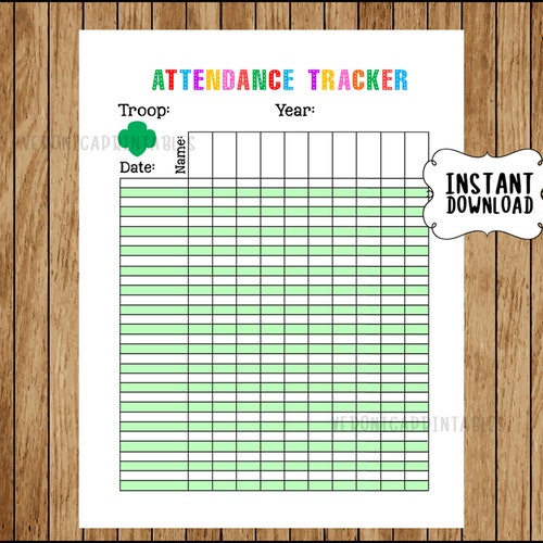Girl Scout Attendance Sheets Editable Printable - Etsy