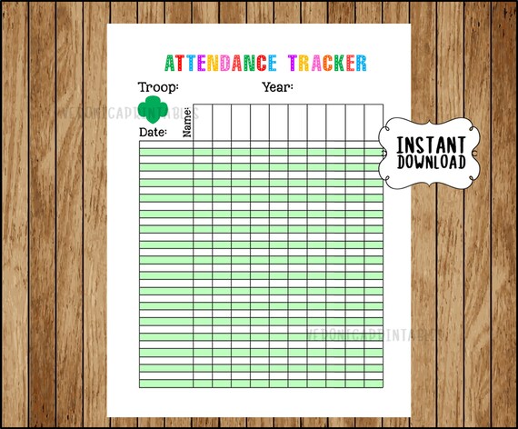 Girl Scout Attendance Sheet Printable Girl Scout Attendance | Etsy
