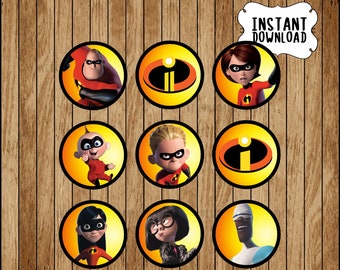 Incredibles Toppers instant download, Printable The Incredibles party cupcakes Topper, Incredibles cupcakes toppers