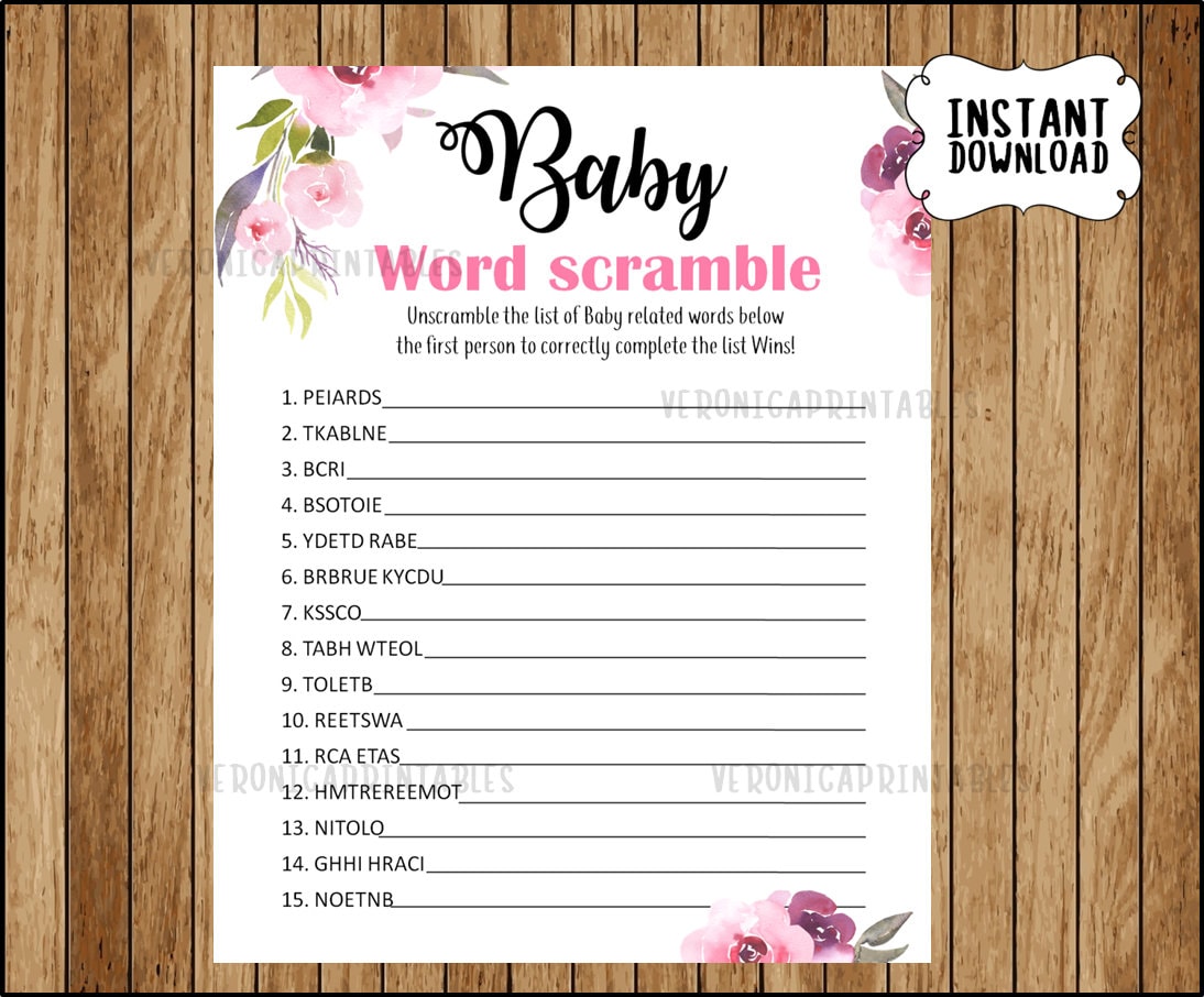 Baby Word Scramble Baby Scramble Games Baby Scrambled Word | Etsy