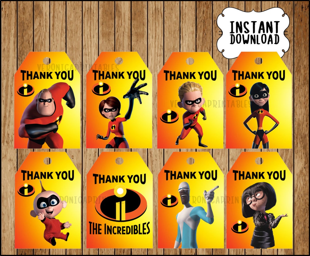 Incredibles Party Thank You Tags Instant Download, Printable the ...