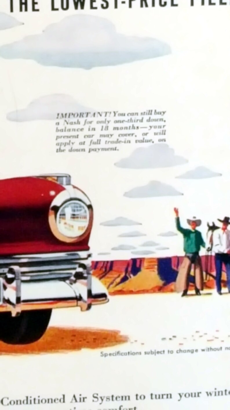 Wall-Art Vintage Nash Ambassador Magazine Advertisement Mounted for Framing Travel-Art 1940s Automobile-Art