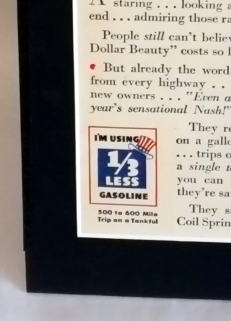 Wall-Art Vintage Nash Ambassador Magazine Advertisement Mounted for Framing Travel-Art 1940s Automobile-Art