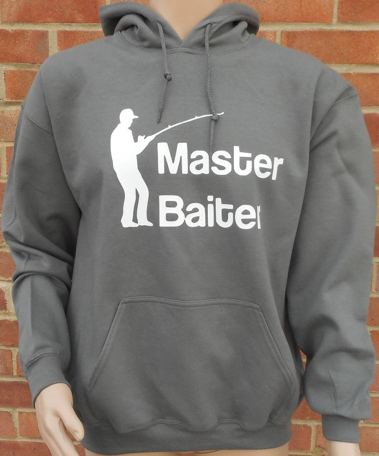 Image of New Master Baiter Hoodie Funny Novelty Joke Printed Unisex High Quality Pull Over Hoody in Various Colours & Sizes. in England