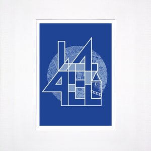 Mounted Everton FC. Goodison Park postcode. Everton Football Club. Everton artwork. Signed Giclee print.