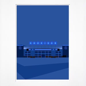 Mounted Goodison Park giclee print. Everton FC from the Park End at night. Everton Football Club. Everton artwork. Artist signed.