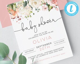 Printable Baby Shower Invitation Etsy Printable Baby Shower Invitation Etsy