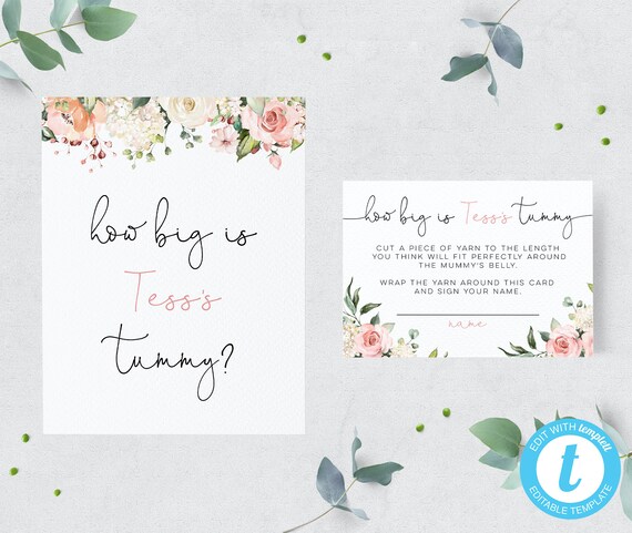 Spring Blush Floral Printable Baby Shower Diaper Raffle Insert Template No downloading software! EASY