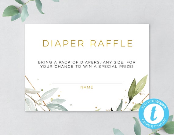 Spring Blush Floral Printable Baby Shower Diaper Raffle Insert Template No downloading software! EASY