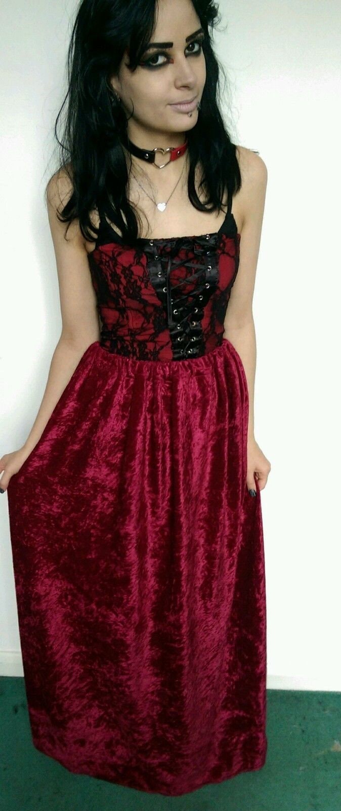 Image of Deep Red Velvet Maxi Skirt