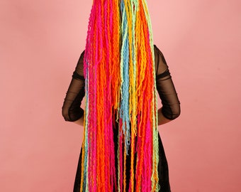 Yarn falls hand-made colorful temp hair extensions Clip-In Yarn Dreadlocks Set - Lightweight Hair Angola | Ubuy main image 2