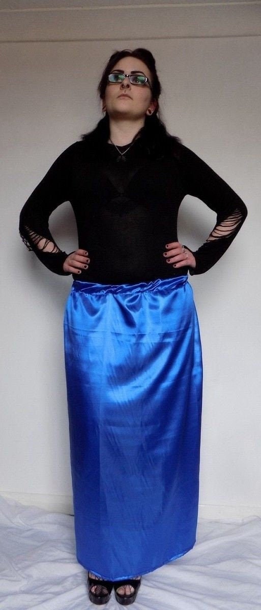 Image of Blue Satin Maxi Skirts