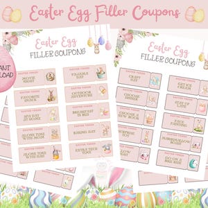 Osterei-Füller Gutscheine für Kinder Aktivität, Osterei Token, digitaler Download, Eiersuche druckbare Gutscheine Osterhase Themen