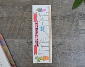 Hand-drawn Watercolor Book Tracker Bookmark ~ Nerdy Bookmark ~ Literary Bookmark