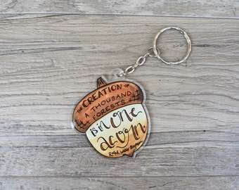 Forest Acorn Ralph Waldo Emerson Book Lover Keychain
