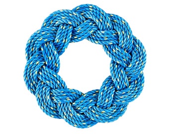 Mariner Wreath in Sea Blue, Blue rope wreath, Upcycled lobster rope wreath, Nautical outdoor wreath, Recycled in Maine by WharfWarp