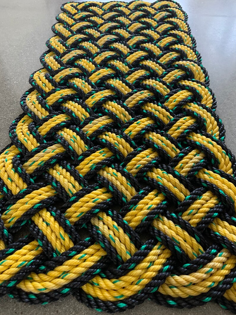 Honey Bee Mat Step Sized Nautical Rope Mat Black Etsy