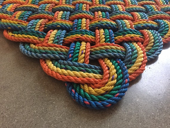 Maine Rope Doormat Upcycled Lobster Rope Maine Made Nautical Welcome Mat Durable Entrymat Colorful And Bright Outdoor Mat