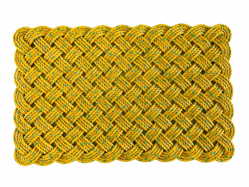 Yellow Slickah Rope Mat Upcycled Lobster Rope Doormat Maine Etsy