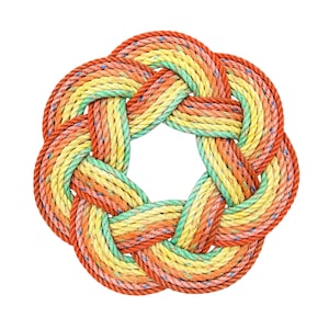 Sundial Wreath, Upcycled lobster rope, Maine made nautical wreath, Summer Fall wreath, Autumn door decor, Outdoor wreath woven by WharfWarp