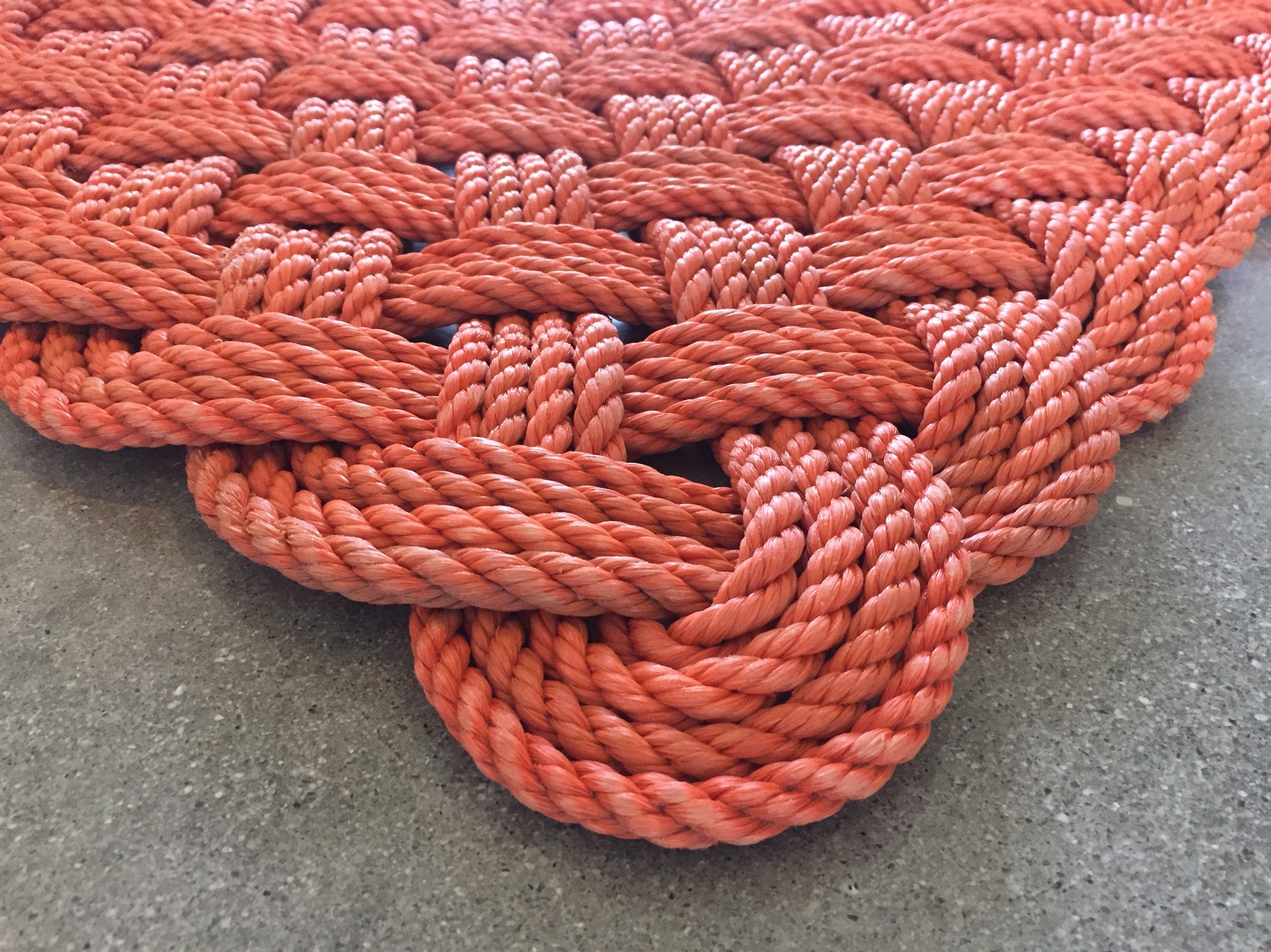 Orange Rope Doormat Upcycled Fishing Rope Outdoor Mat Maine Etsy