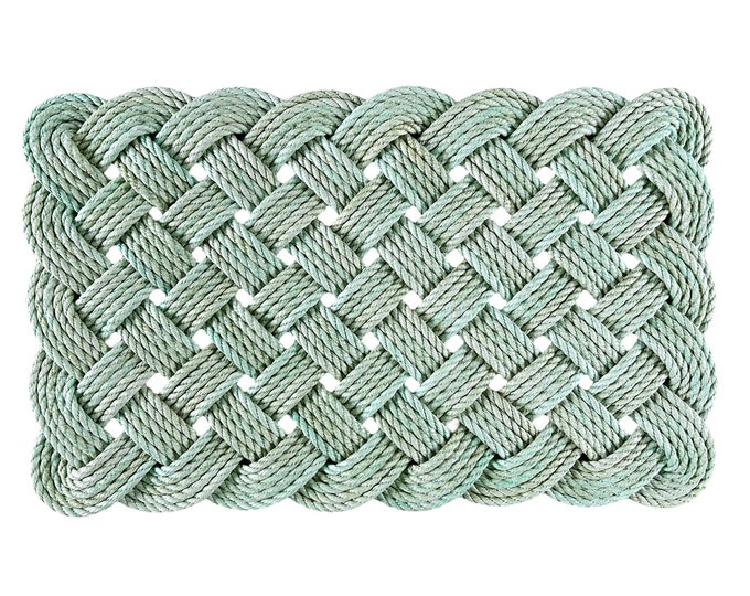 Sea Mist Rope Mat Chunky, Upcycled Lobster Rope Doormat, Maine Made