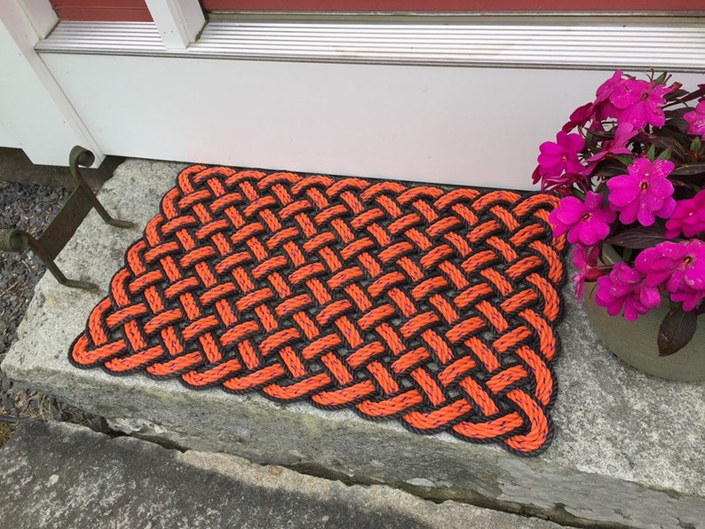 Maine lobster rope door mat Nautical mat Black and Etsy